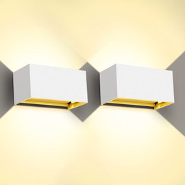 KINGWEN 20W LED Lampa Ścienna Wewnętrzna Zewnętrzna 3000K Ciepła Biała