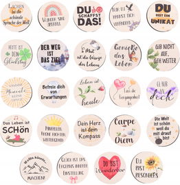 24 sztuki talizmanów na szczęście do szkoły, drewniane talizmany