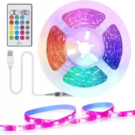 TASMOR Taśma LED, 2 m, USB, podświetlenie tła RGB, 16 kolorów i 4 tryby