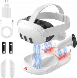 GEEKERA Stacja Ładowania Meta Quest 3 Magnetyczna Stojak VR 18W Adapter