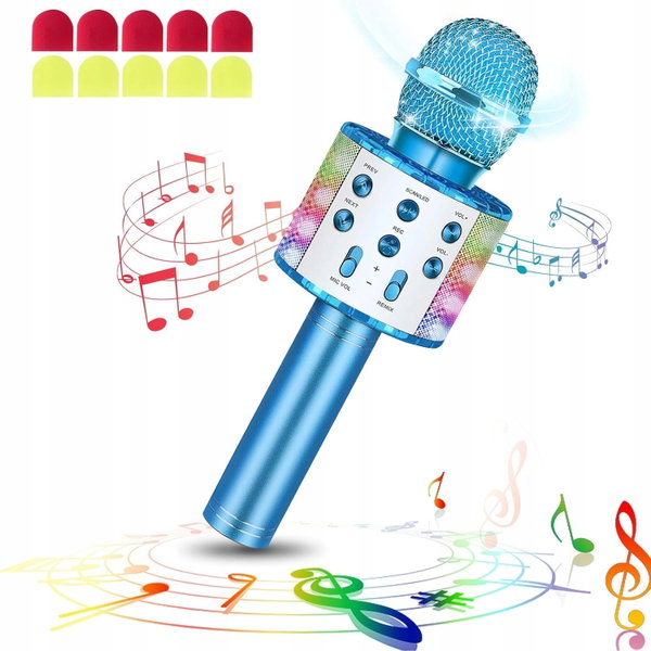Bezprzewodowy mikrofon do karaoke Bluetooth z diodami LED