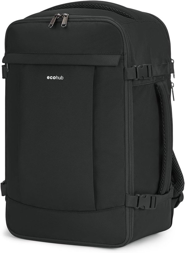 ECOHUB PLECAK PODRĘCZNY KABINOWY RYANAIR 20 L, 40x20x25cm CZARNY
