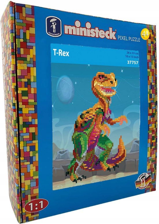 Ministeck 37757 - Obrazek mozaikowy T-Rex, ok. 26 x 33 cm,