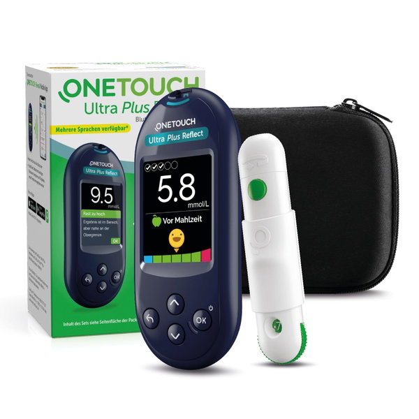ONE TOUCH Ultra Plus Reflect miernik cukru we krwi mmol/l,etui,paski,ZESTAW