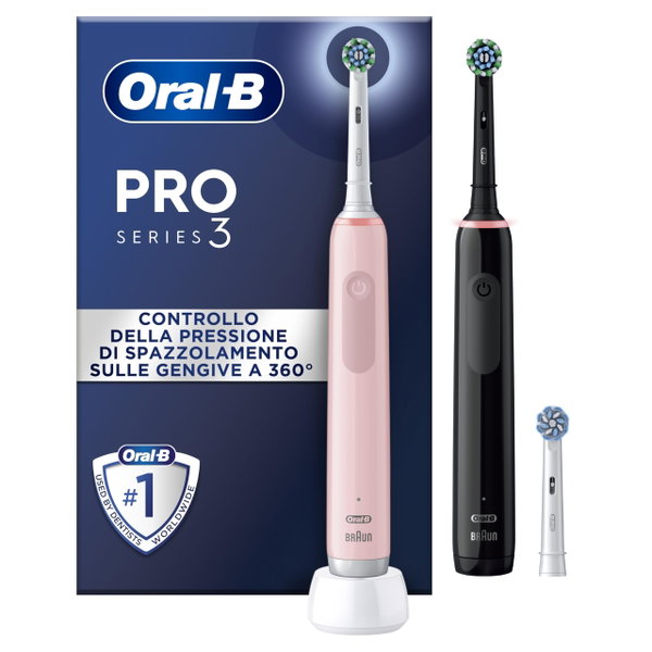 Szczoteczka elektryczna Oral-B Pro 3 3900 dwupak czarna różowa