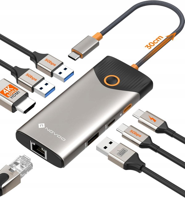 USB C NOVOO, stacja dokująca 7 w 1 z HDMI 460Hz
