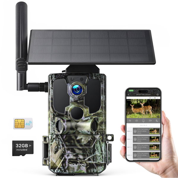 WOLFANG Solarna kamera myśliwska, kamera fotograficzna LTE 2.5K PIR