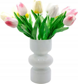 Biały szklany wazon geometryczny 18 cm - nowoczesny i dekoracyjny