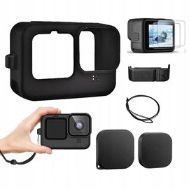 Zestaw ochronny etui GoPro Hero 9 10 11 12: silikon, szkło, smycz, pokrywka