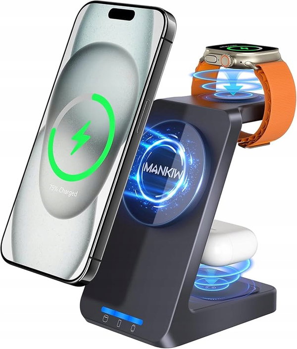 Ładowarka indukcyjna bezprzewodowa 3w1 MagSafe iPhone iWatch AirPods 18W