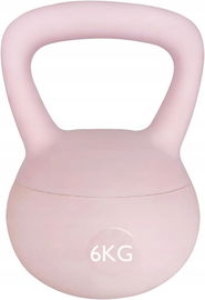 Ciężarek kettlebell 6 kg miękki żeliwny uchwyt różowy trening fitness