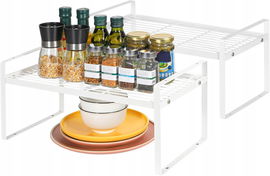 Półka do Kuchni Organizer kuchenny na Przyprawy Metal Biała 43x23x19 cm