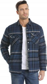 Kurtka koszulowa flanelowa ocieplana krata niebiesko-szara MAGCOMSEN S