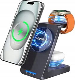Stacja ładująca 3w1 indukcyjna szybka Mankiw W99 iPhone Watch