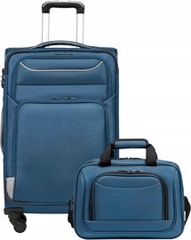 COOLIFE walizka średnia + torba na ramię TSA tkaninowa Oxford niebieska