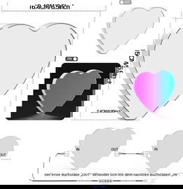 Lampka Nocna LED RGB w Kształcie Serca 16 cm | Reaguje na Muzykę | Sterowanie