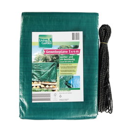 Plandeka ochronna 3×4 m 100g – zielono-niebieska, oczka co 1 m