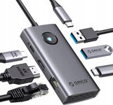 Stacja dokująca HUB 6w1 Orico USB-C HDMI 3xUSB RJ45