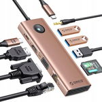 Stacja dokująca USB C, stacja dokująca ORICO 10 w 1, HDMI 4K, VGA, 3 USB-A