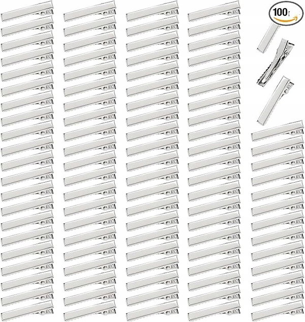 100 Sztuk Srebrnych Spinek do Włosów 30 mm - Gładkie Metalowe Akcesoria