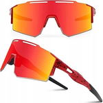 DUDUKING Okulary przeciwsłoneczne sportowe UV400 - Uniseks, Czerwony, 550A