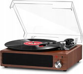 Gramofon Winylowy FYDEE Vintage Bluetooth 3-biegowy 33/45/78 Orzech