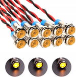 10 sztuk 6mm 12 V LED Metalowa lampka kontrolna wodoodporna - żółta