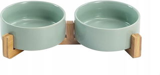 SPUNKYJUNKY Ceramiczna miska na karmę 400 ml ze stojakiem dla psów i kotów