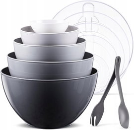 Luxear 6 szt. zestaw misek do mieszania z pokrywką, duże miski 0,2- 4,6 l.