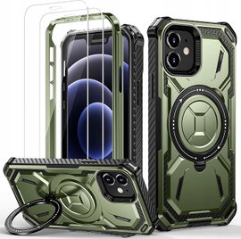 Lanhiem Etui Ochronne do iPhone 15 z Uchwytami 360° i 2 Szkłami Hartowanymi