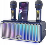 Karaoke Bluetooth z 2 mikrofonami, głośnik, uchwyt na telefon, USB, AUX, TF