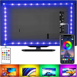 Taśma LED SANSUN do podświetlenia telewizora, 2m, USB, pilot, RGB, 5050