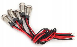 5 sztuk Żółta lampka LED 6mm, metalowa kontrola IP66, wodoodporna 12 V