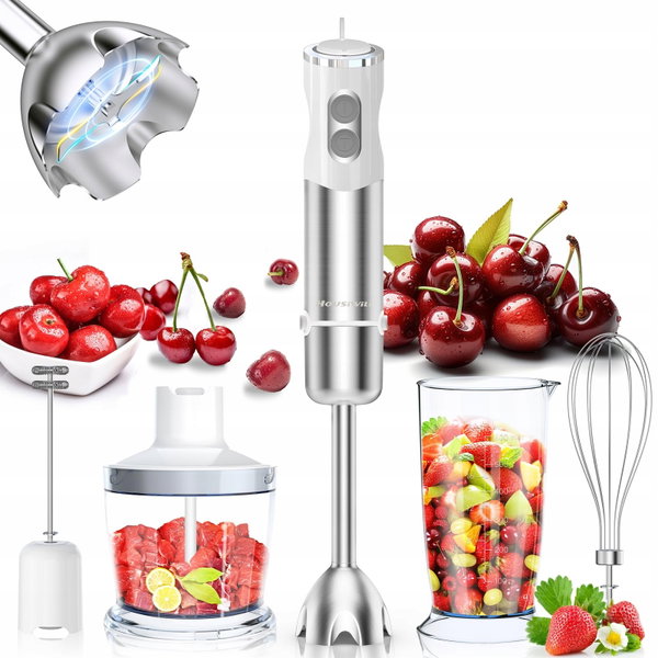 Blender Ręczny 1000W Immersyjny 5 w 1-12 Pręd. Turbo ze Stali Nierdzewnej
