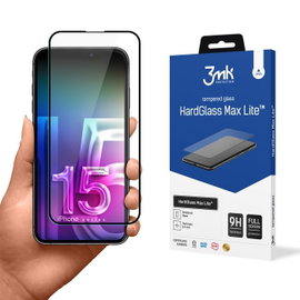 3mk HardGlass Max Lite - Szko hartowane do iPhone 15 Pro (Czarny)