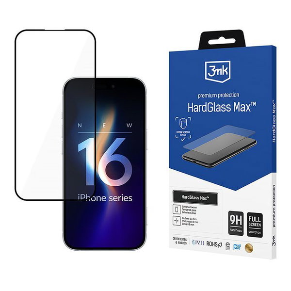 3mk HardGlass Max - Szko hartowane do iPhone 16 Plus (Czarny)