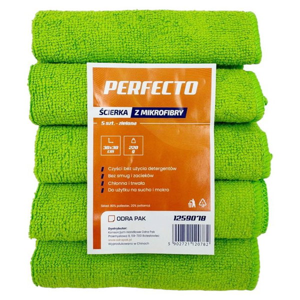 Scierka z mikrofibry 30x30cm perfecto 5szt zielona