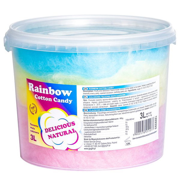 Kolorowa teczowa wata cukrowa rainbow cotton candy 3l