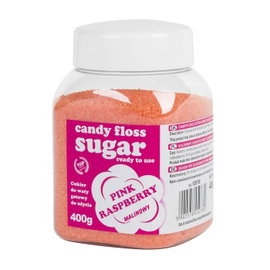 Kolorowy cukier do waty cukrowej rozowy o smaku malinowym 400g