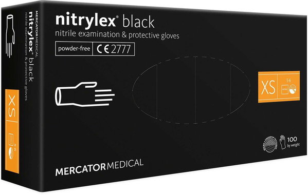Rekawice nitrylowe 100 sztuk / czarne / rozmiar: 6 - xs / nitrylex bla