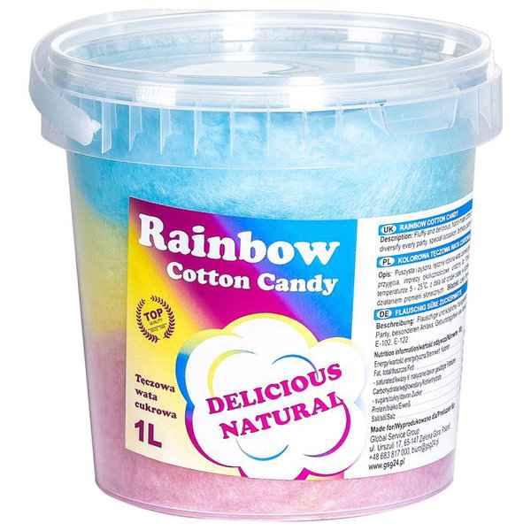 Kolorowa teczowa wata cukrowa rainbow cotton candy 1l