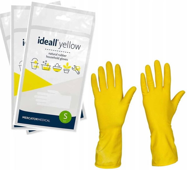 Rekawice gospodarcze lateksowe / zote / rozmiar: 7 - s / ideall yello