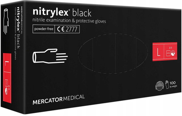 Rekawice nitrylowe 100 sztuk / czarne / rozmiar: 9 - l / nitrylex blac