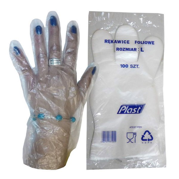 Rekawice foliowe hdpe jednorazowe l 100szt