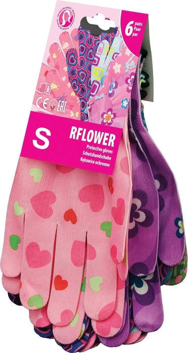 Rekawice ogrodowe / kolorowe / rozmiar: 7 - s / rflower_s