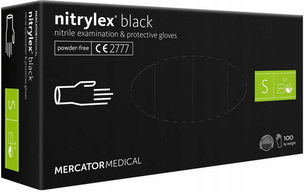 Rekawice nitrylowe 100 sztuk / czarne / rozmiar: 7 - s / nitrylex blac