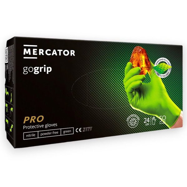 Rekawice nitrylowe gogrip l mercator 50szt zielone