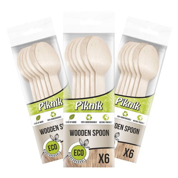 Piknikowe yzki drewniane 6szt