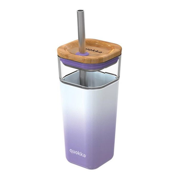 Quokka Liquid Cube - Kubek szklany 540 ml ze somka ze stali nierdz...