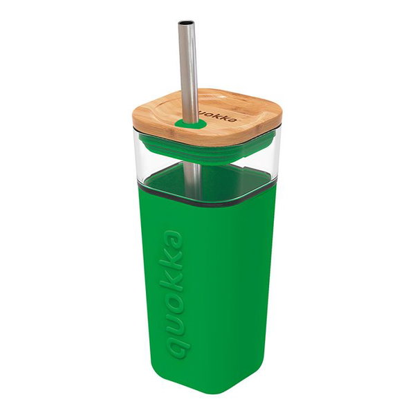 Quokka Liquid Cube - Kubek szklany 540 ml ze somka ze stali nierdz...